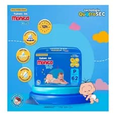 Fralda Turma da Mônica Baby Mega P 62un - Absorção 12h + Anti Vazamento