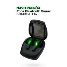 Fone Gamer ORIGINAL De Ouvido Bluetooth Kaidi KD-776 (7 HORAS DE DURAÇÃO DE USO DIRETO)