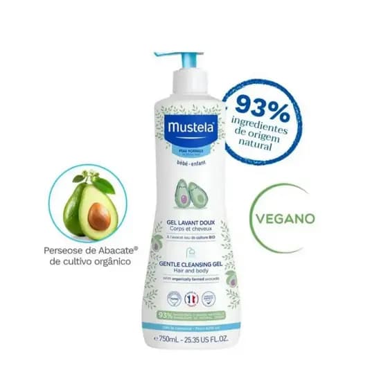 Mustela Gel Lavante Suave 750ml - Sabonete Bebê Corpo e Cabelo - Super Econômico 93% Natural