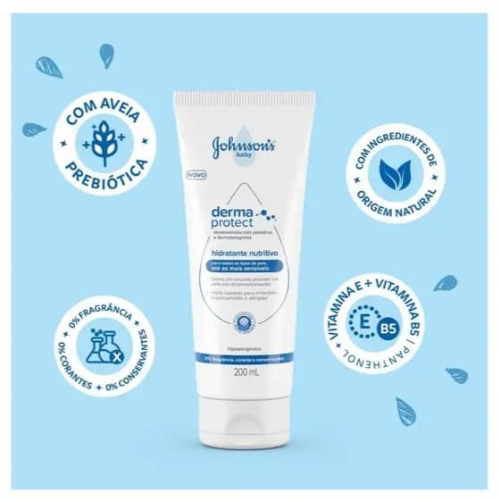 Hidratante Corporal Johnson's Derma Protect 200ml - Nutrição Intensa para Pele Seca