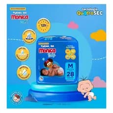 Fralda Turma da Mônica Baby Jumbo Tamanho M - 28 Unidades - Proteção 12 Horas
