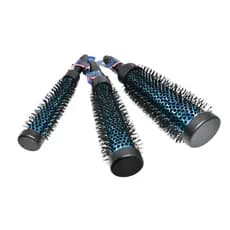 Kit 3 Escovas Profissional Longa Vazada de Metal Para Modelar e Ondular Cabelos