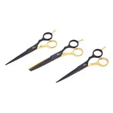 Tesoura Umi Profissional Cor Preto E Dourado De 6 Polegadas Fio Navalha, Laser e Desbaste Para Corte De Cabelo