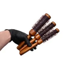 Kit Escovas de Viagem – 3 Tamanhos (24cm de comprimento) P M G, Acabamento em Madeira e  Aluminado