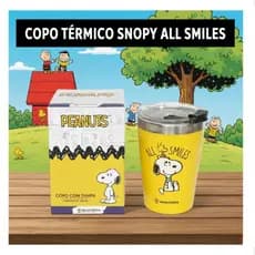Copo Snoopy Snap 300ml Viagem Tampa Antivazamento Peanuts Infantil Fofo Escola Lanche Zona Criativa