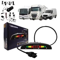 Sensor Estacionamento Caminhão Van Onibus 24V Aviso Sonoro 4 Pontos Universal Preto Fosco