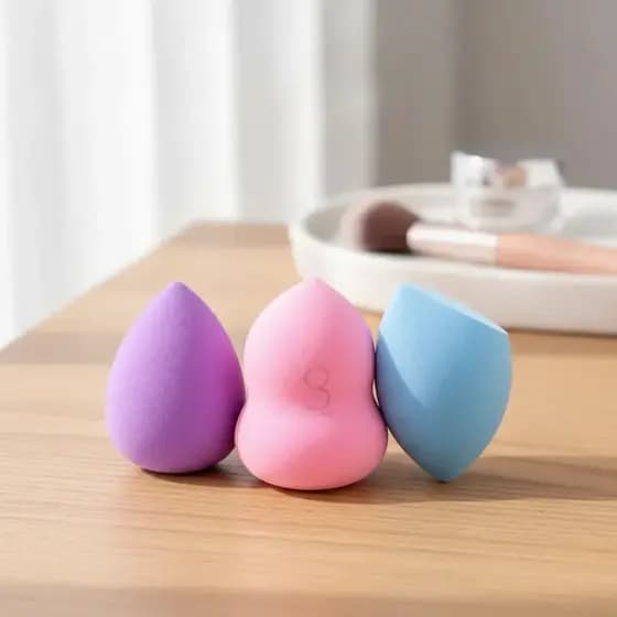 3 Esponjas P Corretivo Blush Pó Macia S Látex Chanfrada Gota