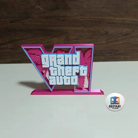 letreiro gamer GTA 6 , rockstar, grand theft auto, GTAVI, enfeite de mesa ,Vice City, PS5 , PC