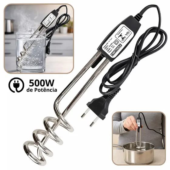 Ebulidor Elétrico Aquecedor Água Mergulhão Rabo Quente Ferver Esquentar Aquecer Rápido Original