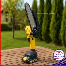 Mini Motosserra Elétrica 6" Portátil Bateria Bivolt Recarregável 110V/220V Mimi Motoserra Jardinagem