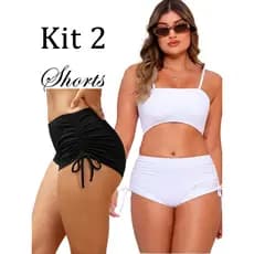Short Suquini Kit 1 ou 2 Shortinho Cordinha Lateral Ajustável de Amarrar Treino Virginia
