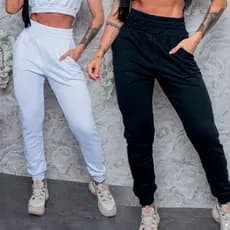 Calça Jogger Kit 1 ou 2 Calças Grossa de Moletom Feminina Quentinha Cintura Alta