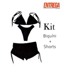 Kit Biquini Asa Delta Com Bojo e Short Suquini Amarração Lateral Conjunto Suplex