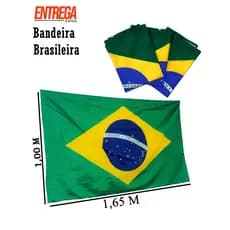 Bandeira do Brasil Grande Medida 1,65 x 1,00 Metros Para Cabo Mastro Tecido Forte Torcedor