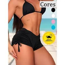 Short Suquini Biquini Cordinha Amarração Lateral Treino Virginia Moda Praia