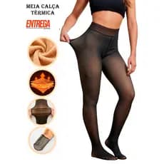 Meia Térmica Fina Feminina Translucida Adulta Forrada Cor da Pele 220g Peluciada Grossa Quente