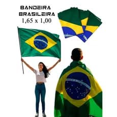 Bandeira Brasil 1,65 x 1,00 Metros Medida Grande Para Cabo Mastro Tecido Polister Elastano Copa