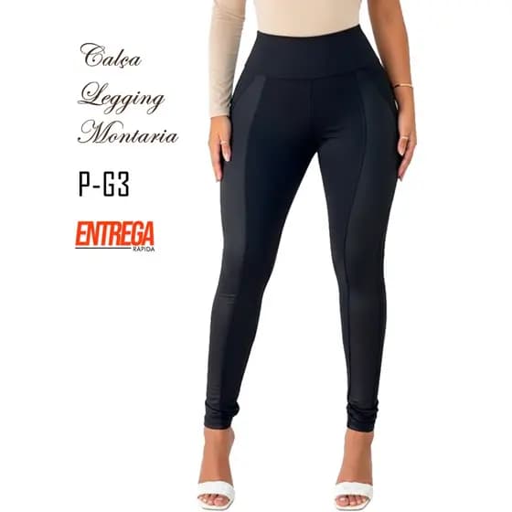 Legging Montaria Calça Feminina Cintura Alta Peluciada Dentro Grossa Suplex Detalhe Cirre Lateral