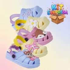Kit Surpresa 2 Pares de Sandália Infantil Fechada Menina Leve Confortável