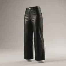 Calça Couro Fake Wide Leg Feminina Cintura Alta Preta Pantalona Retrô Blogueira Moda Gringa Balada