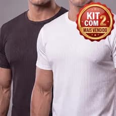 Kit 2 Camiseta Americana Masculina Canelada Slim Fit Básica Ribana Estilo De Rua Premium Gringa Justa ao Corpo