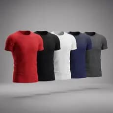 Kit 5 Camiseta Americana Masculina Canelada Slim Fit Básica Ribana Estilo Us Drip Casual