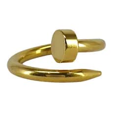 Anel Despojado Formato de Prego Moda Dourado Aço Inoxidável AntiAlérgico 3 mm de Espessura