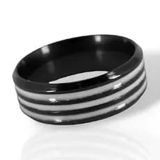Anel Unissex Resinado Misto Preto 8 mm de Espessura Aço Inoxidável Não Descasca