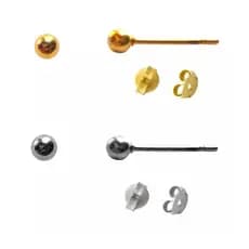 Brinco Duplo Feminino Bolinha 4mm Aço Inox