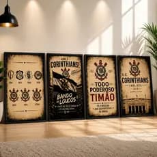Quadros Decorativos Corinthians Vintage Todo Poderoso Timão Premium