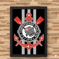 Quadro Corinthians Timão Arena Corinthians com Moldura e Vidro Tamanho 33x23 cm