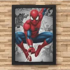 Quadro Homem Aranha Marvel Decorativo Geek Com Moldura Quarto Gamer Infantil