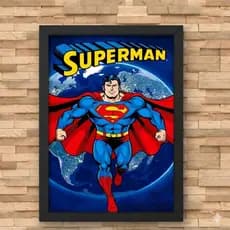 Super Homem Decoração  Quadro com Moldura e Vidro 33x25 cm