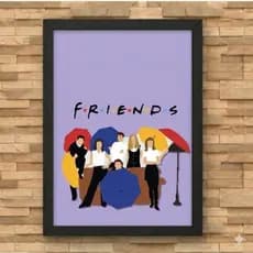 Quadro Decorativo Friends Série TV Pôster Vintage Com Moldura Branca e Preto Vidro Decoração Geek Pop