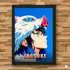 Quadro Anime Demon Slayer Kimetsu No Yaiba Com Vidro e Moldura Tanjiro Nezuko Zenitsu Individual