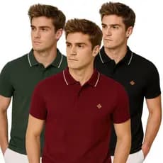 Kit 3 Camiseta Gola Polo Masculina Malha Grossa 100% Algodão Camisa Varias Cores Do P ao GG