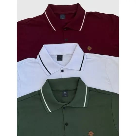 Kit 3 e 2 Camiseta Gola Polo Masculina 100% Algodão Cores Basicas Coloridas Camisa Para Homem