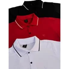 Kit com 3 e com 2 Camiseta Polo Masculina 100% Algodão Basica Tamanho P ao GG Camisa Cor Viva