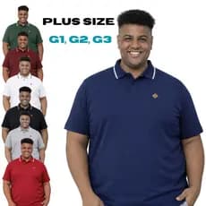 Camiseta Polo Plus Size G1 G2 G3 100% Algodão Camisa Extra Grande