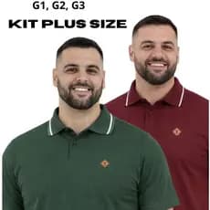 Kit Camiseta Polo Plus Size Masculina Extra Grande 100% Algodão G1 G2 G3