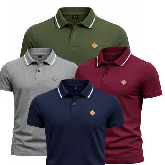 Kit 4 Camiseta Polo Masculina 100% Algodão Camisa Basica Para Homem