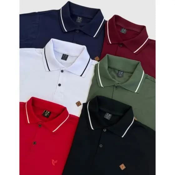 Kit 6 Camiseta Polo Masculina 100% Algodão Para Homem Basica P ao G3