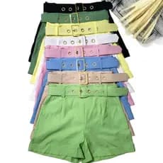 Short Bermuda Femenina Sensorial, marrant Cinto Forrado, Ziper Lateral, novo lançamento verão.