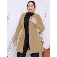 Casaco com botões Sobretudo Feminino Lã Batida Moda Frio Inverno   B002