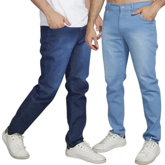 Calças Jeans Masculina Slim com Elastano – Kit Completo