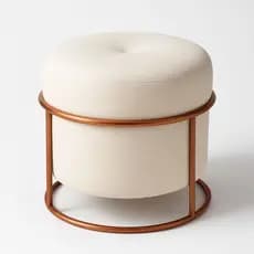 Puff Decorativo Redondo Para Sala Quarto Argola Pérola Bege