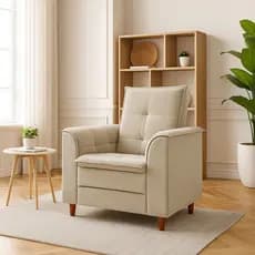 Poltrona Para Sala Confortável Decorativa Isa Linho