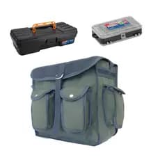 Embornal de lona para pescaria 4 bolsos com estojo e maleta organizadora