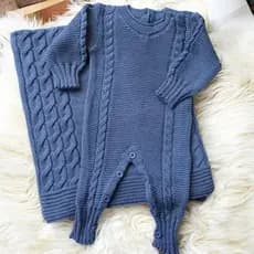 SAIDA MATERNIDADE 2 PÇS TRICOT - AZUL PETRÓLEO