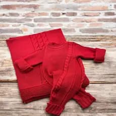 SAIDA MATERNIDADE 2 PÇS TRICOT - VERMELHA